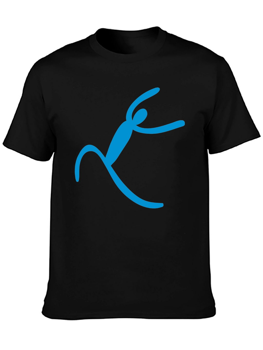 Black T-Shirt with Abstract Blue Figure Design
