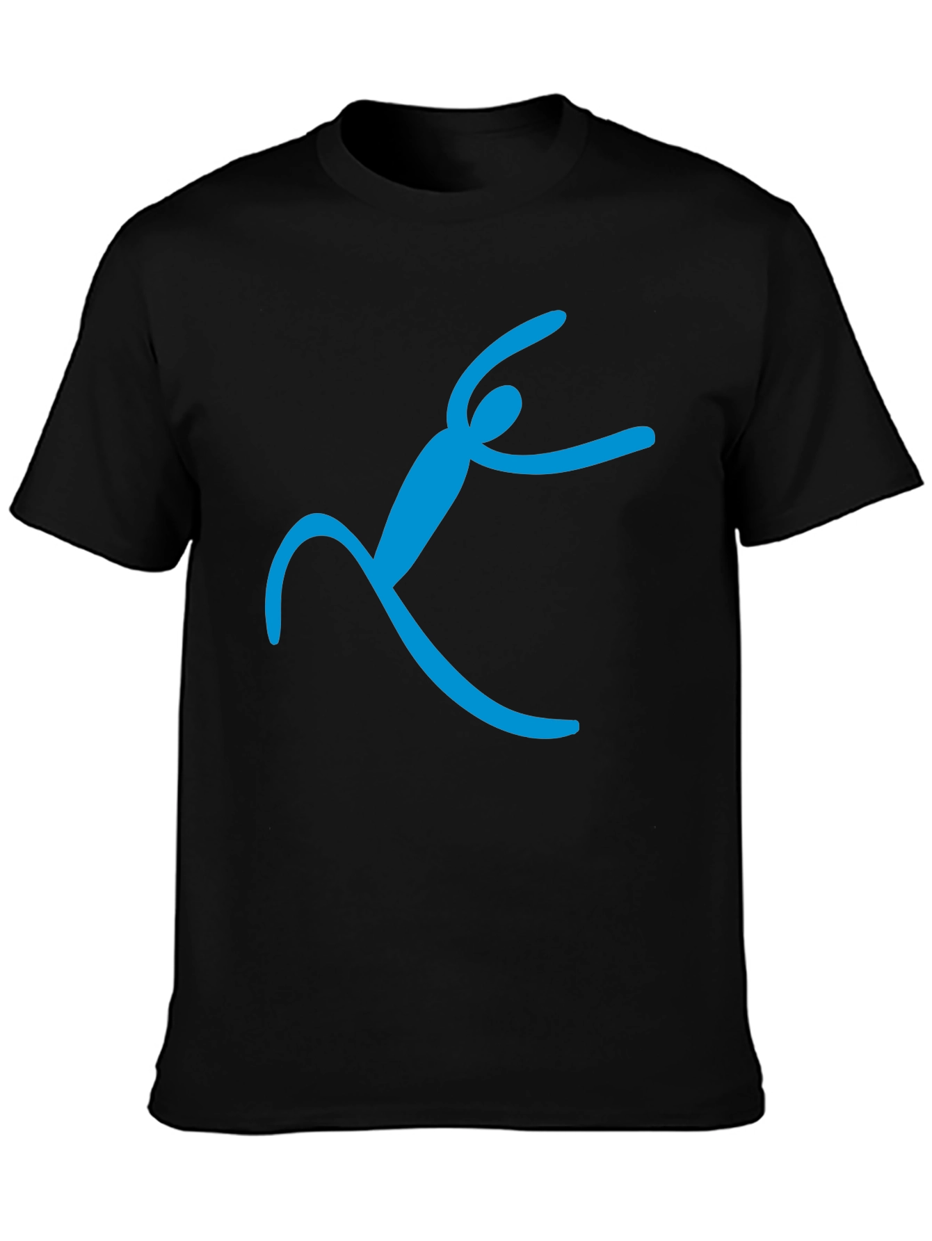 Black T-Shirt with Abstract Blue Figure Design