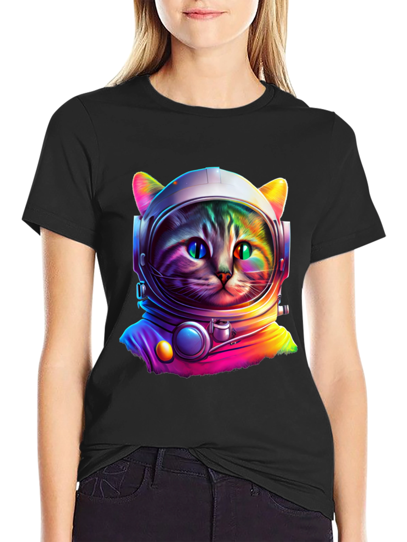 Cat Astronaut T-Shirt - Colorful Space Kitten