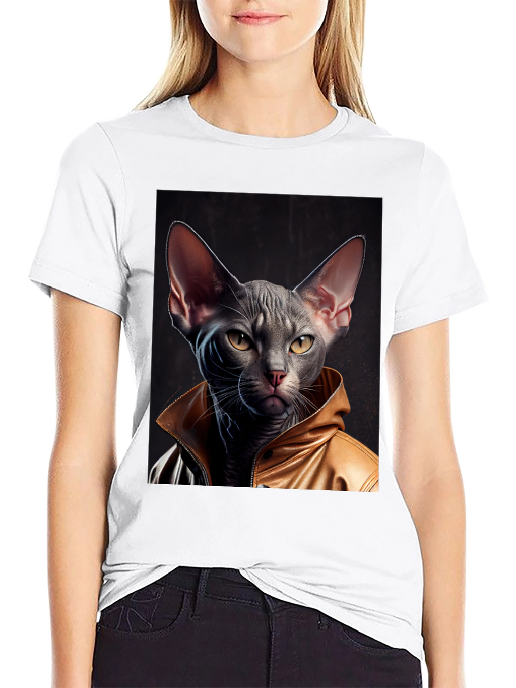 Cool Cat in Jacket Graphic T-Shirt