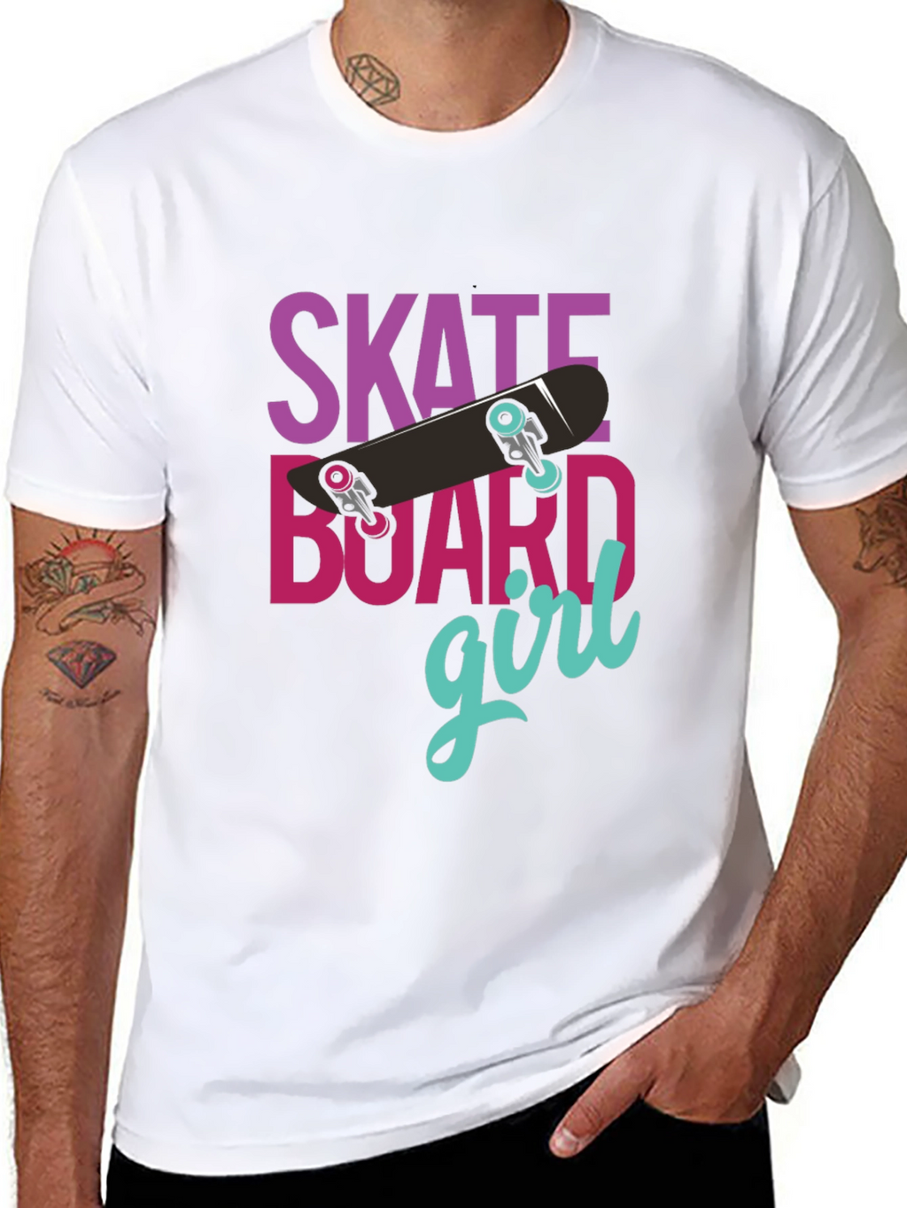 Skateboard Girl Graphic T-Shirt - Casual Style