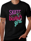 Skateboard Girl Graphic T-Shirt - Casual Style