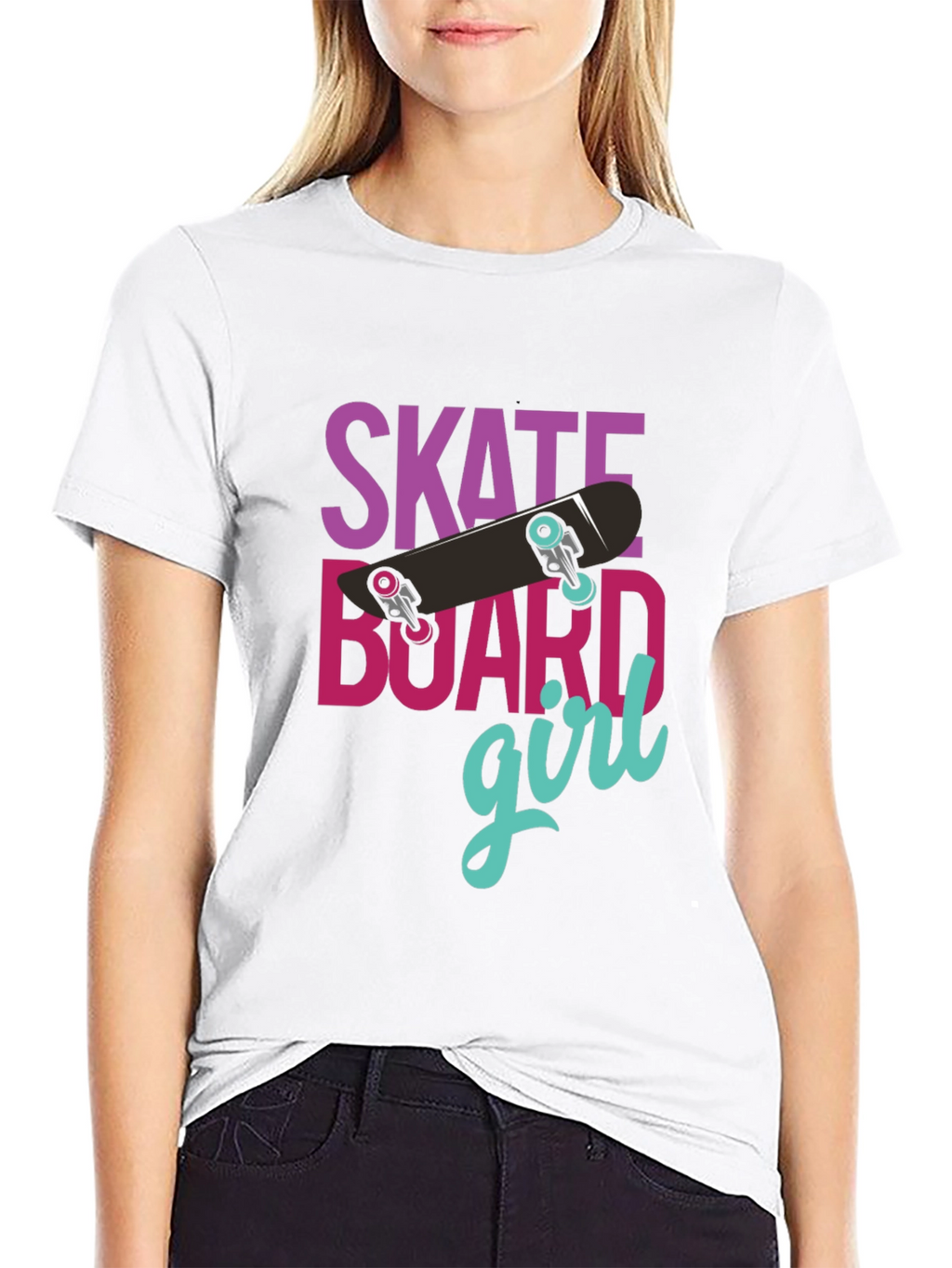 Skateboard Girl Graphic T-Shirt - Casual Style