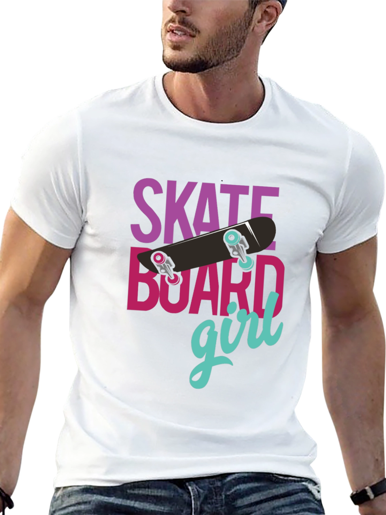 Skateboard Girl Graphic T-Shirt - Casual Style