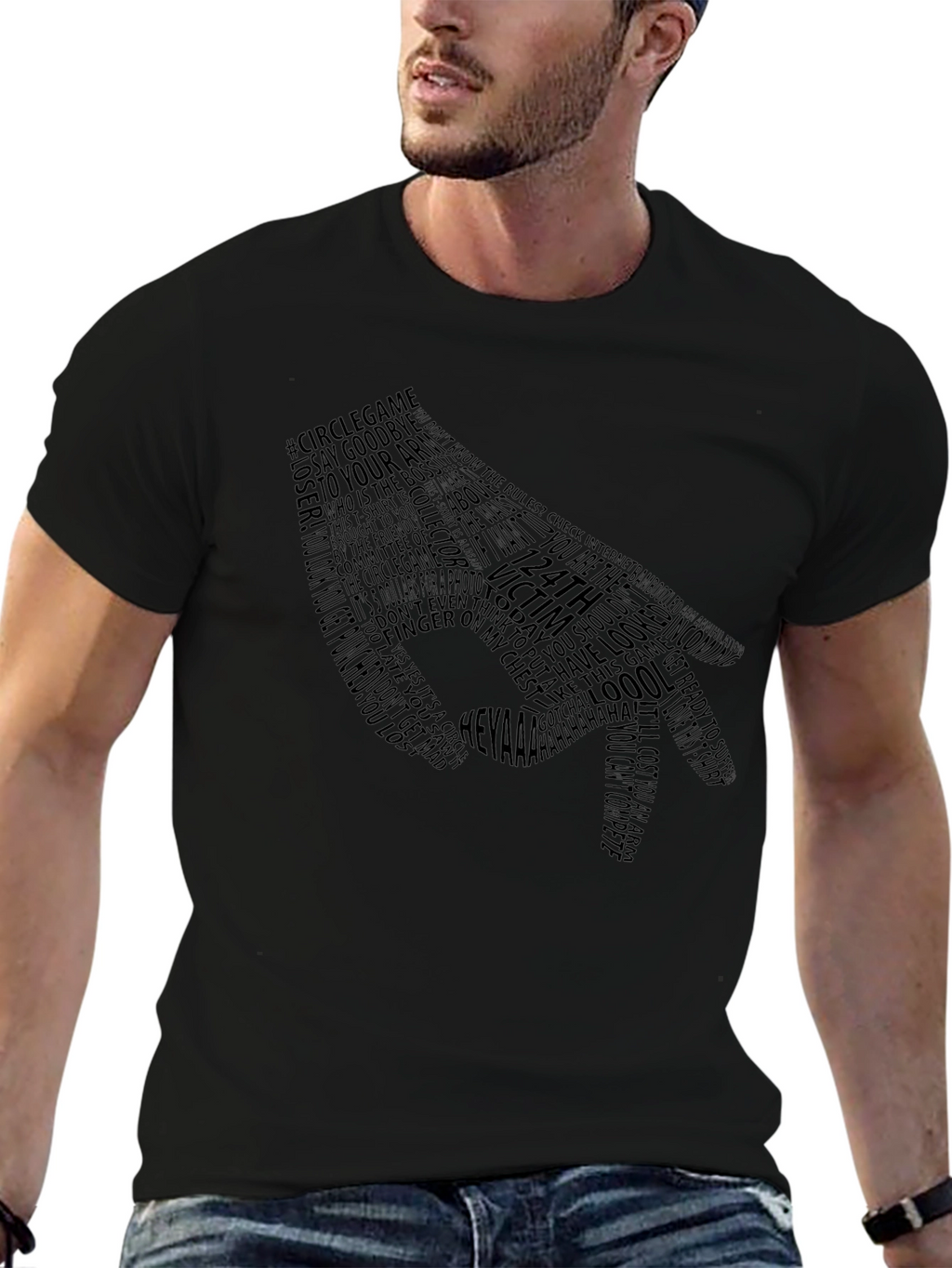 Circle Game Typography Black T-Shirt