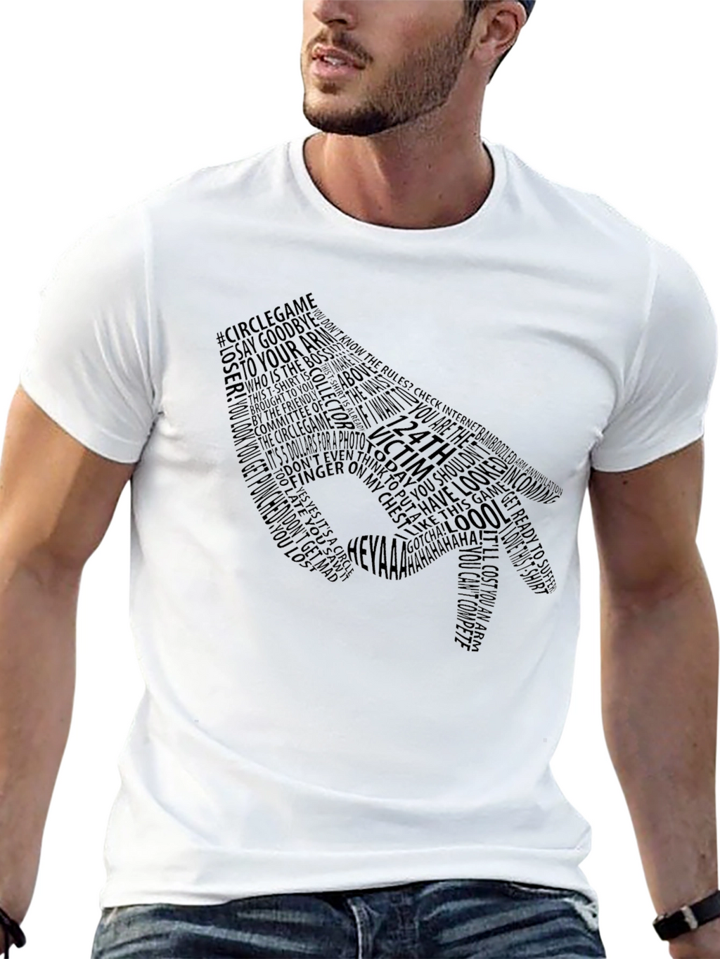 Circle Game Typography Black T-Shirt