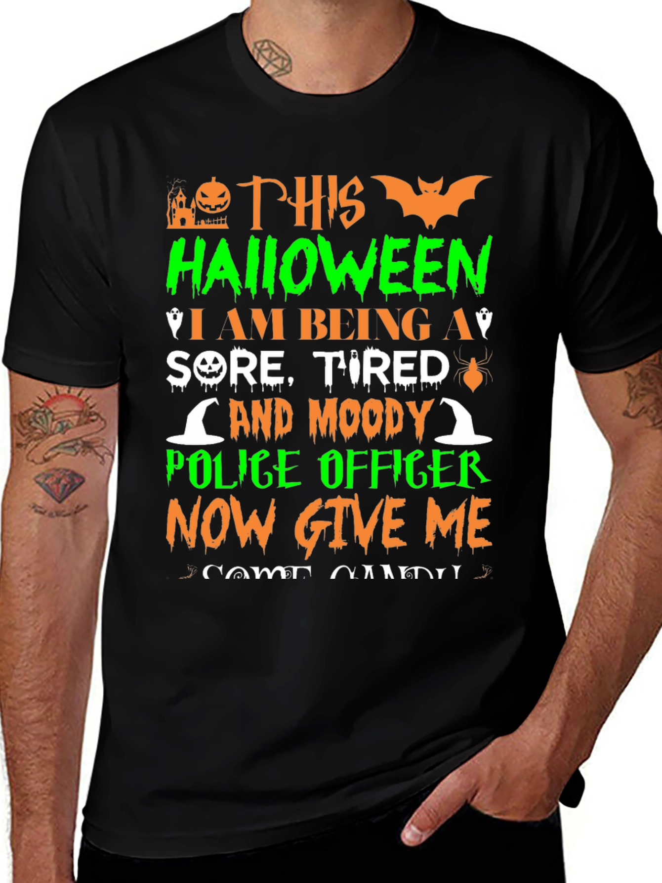 Halloween Police Officer Mens T-Shirt