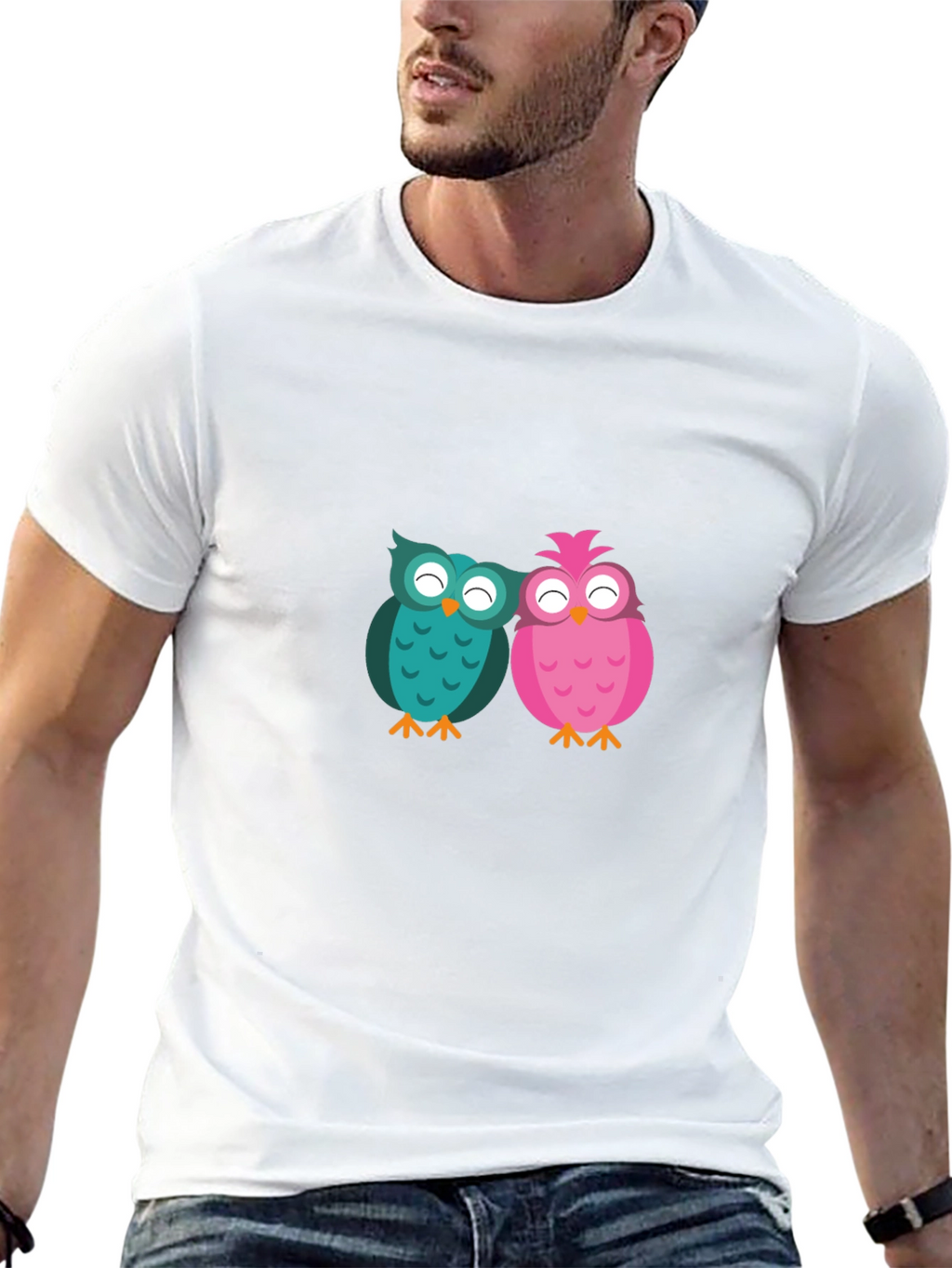 Owl Love Graphic Tee - Black Cotton Blend T-Shirt