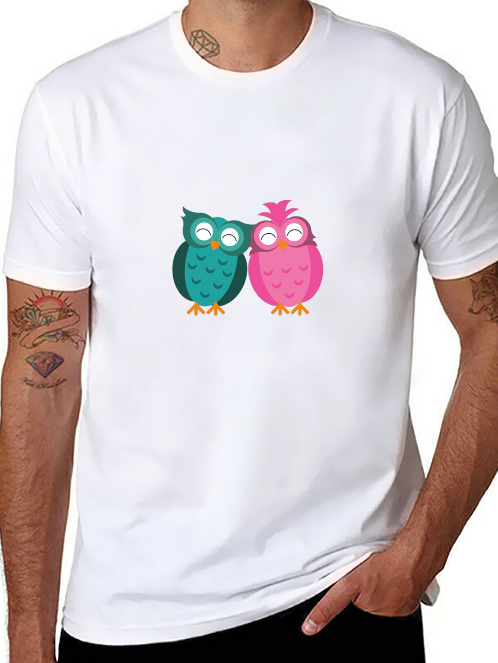 Owl Love Graphic Tee - Black Cotton Blend T-Shirt