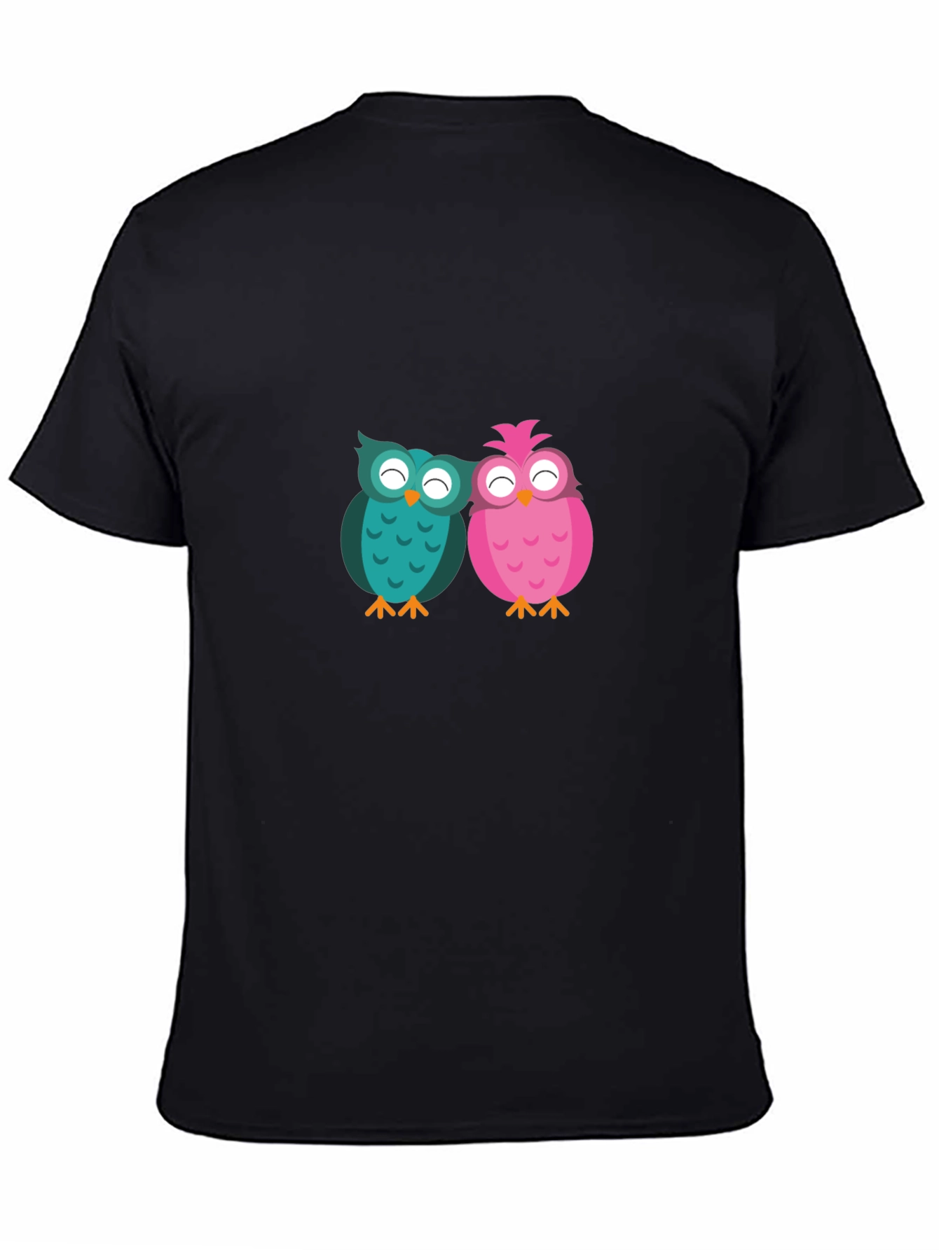 Owl Love Graphic Tee - Black Cotton Blend T-Shirt