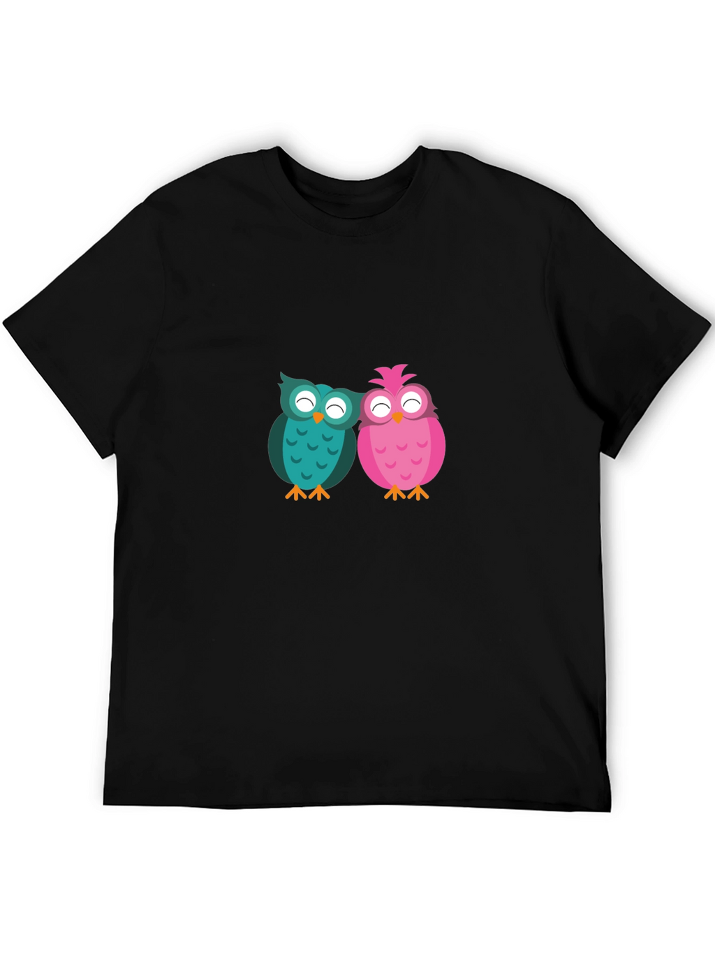 Owl Love Graphic Tee - Black Cotton Blend T-Shirt