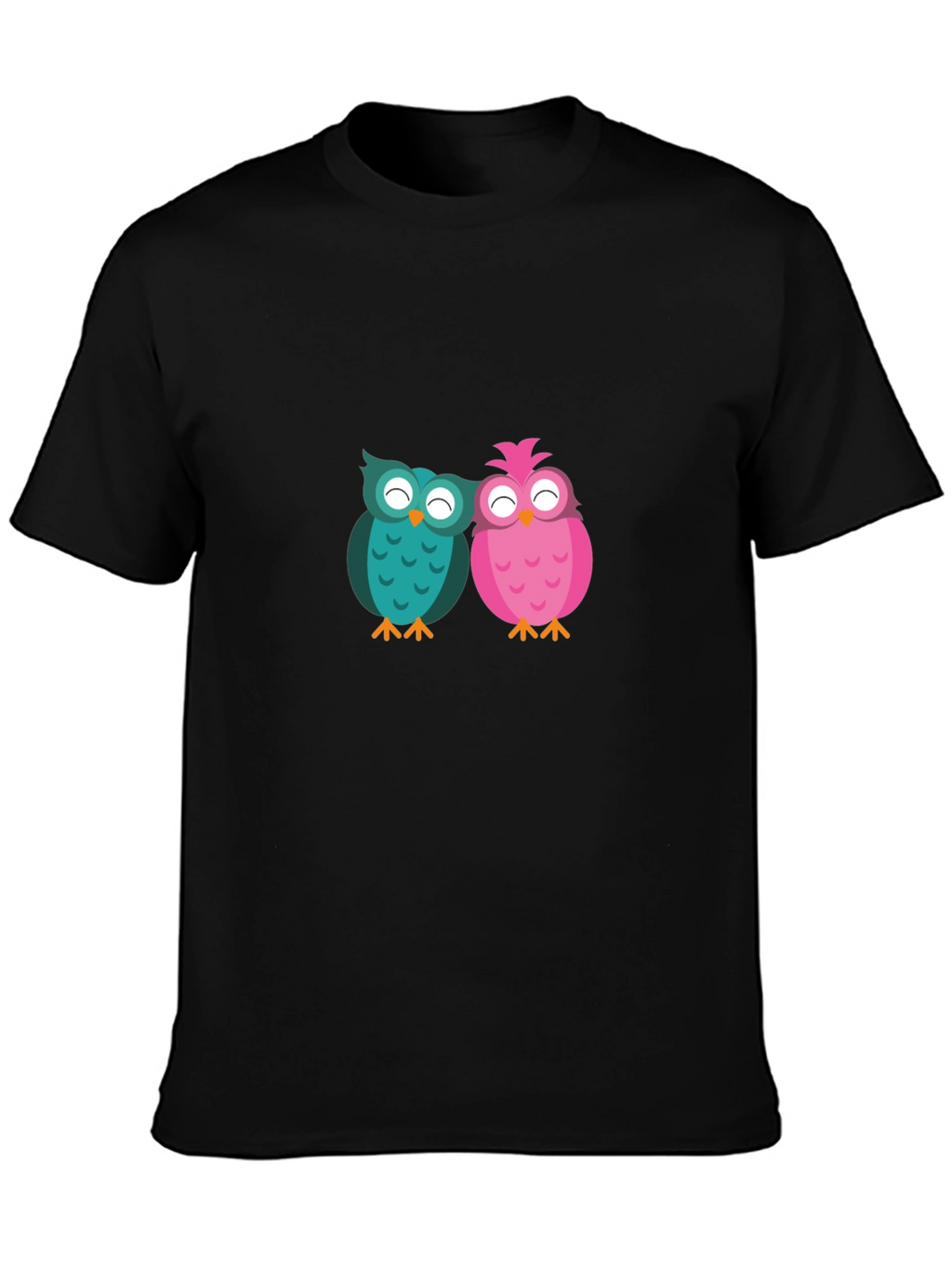 Owl Love Graphic Tee - Black Cotton Blend T-Shirt
