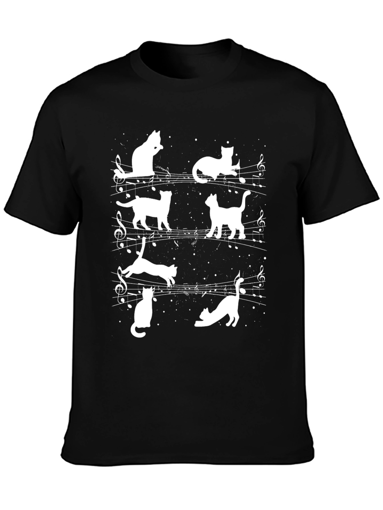 Musical Cats T-Shirt - Black Cotton Blend