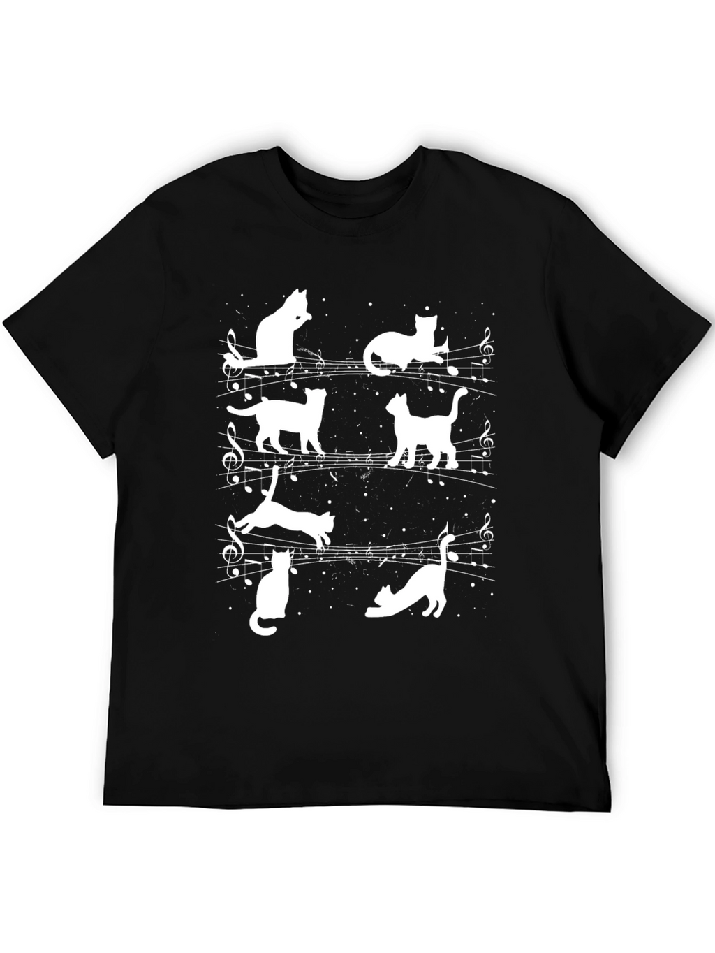 Musical Cats T-Shirt - Black Cotton Blend