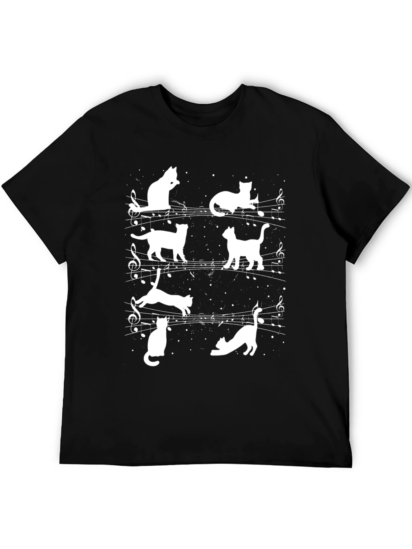 Musical Cats T-Shirt - Black Cotton Blend