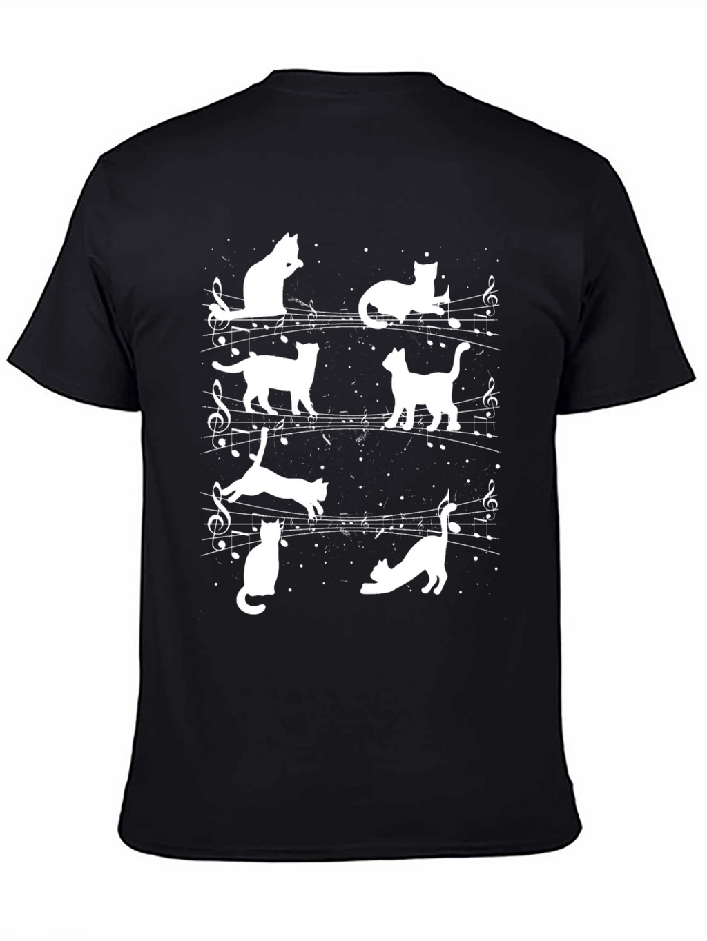 Musical Cats T-Shirt - Black Cotton Blend