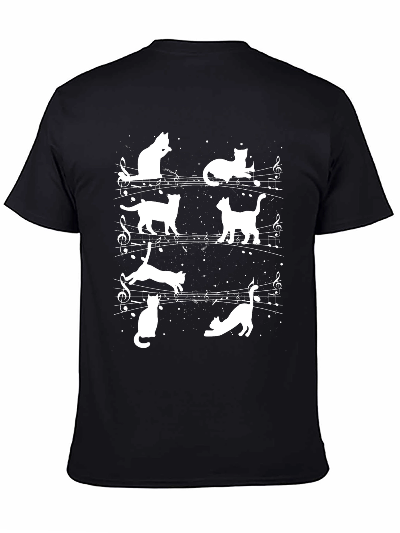 Musical Cats T-Shirt - Black Cotton Blend