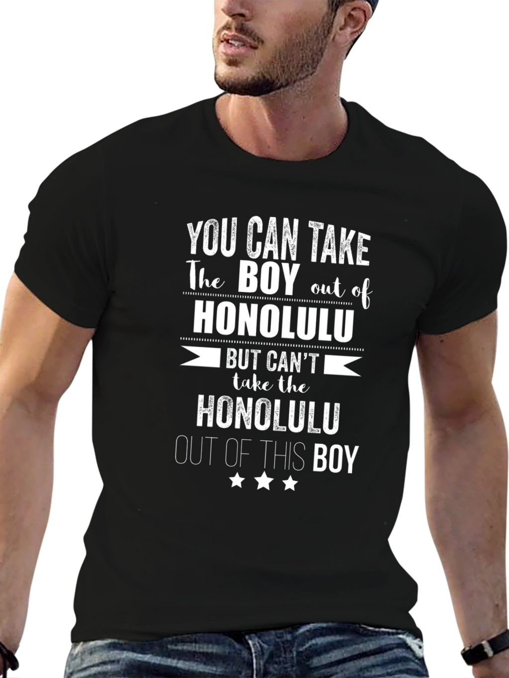 Honolulu Boy Graphic T-Shirt - Black