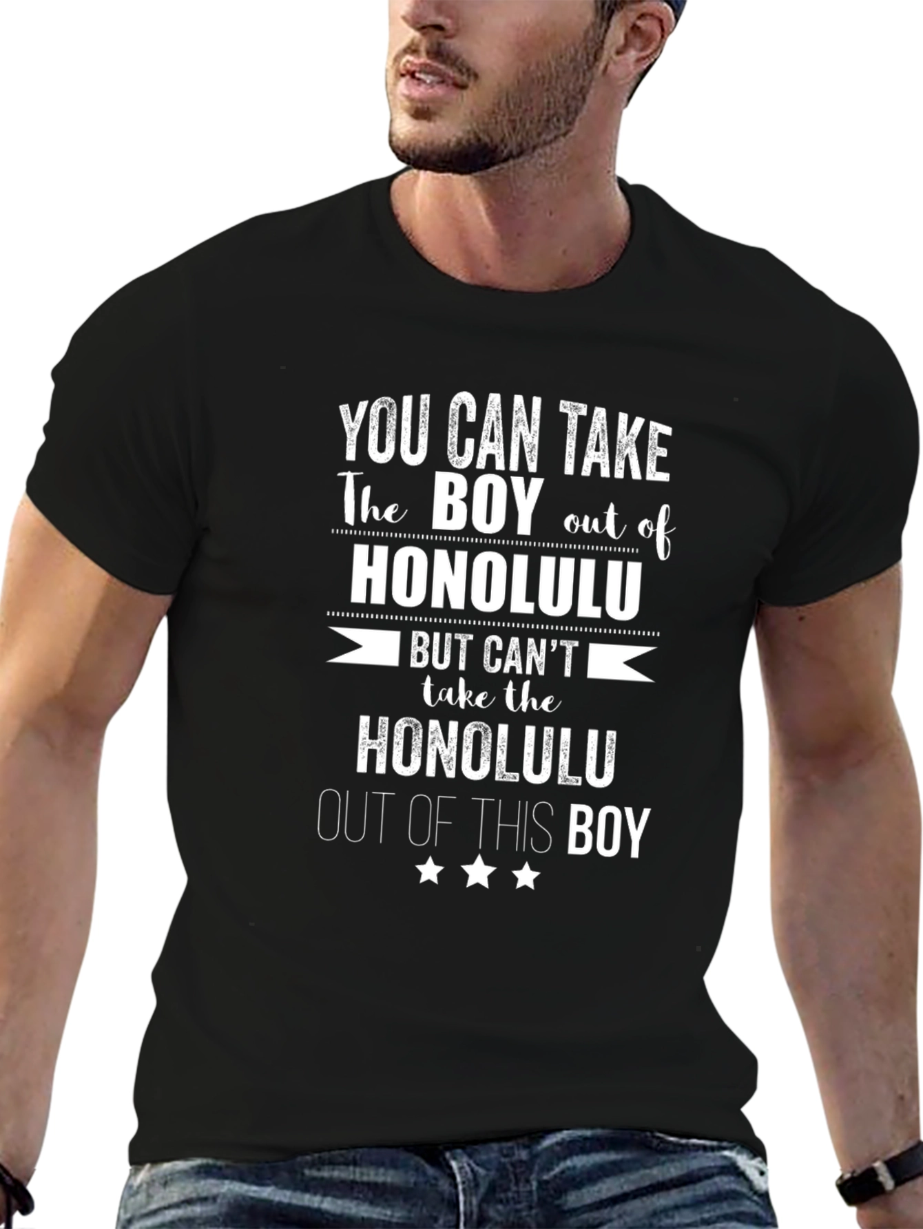 Honolulu Boy Graphic T-Shirt - Black