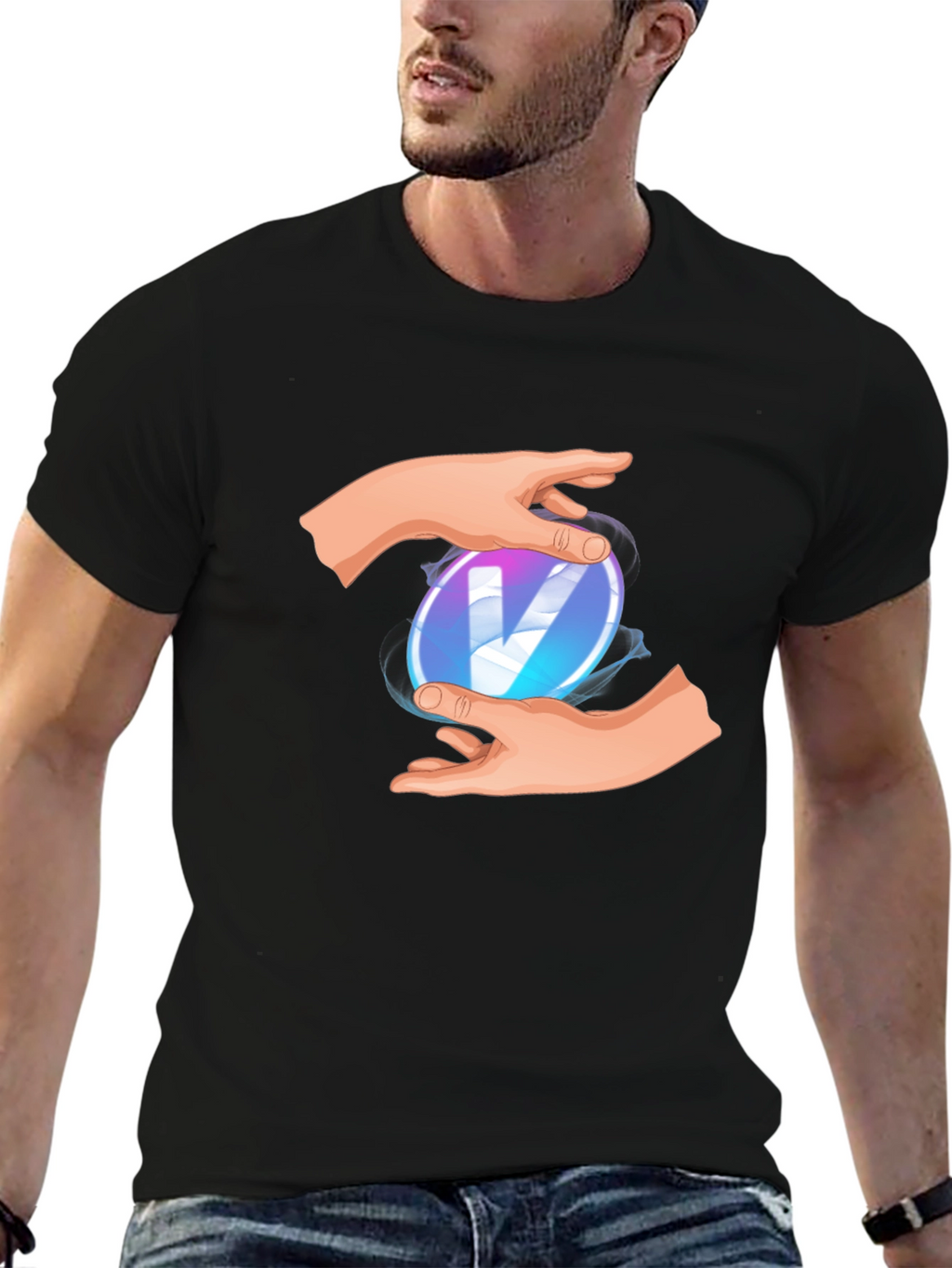 Mystic V Black Tee