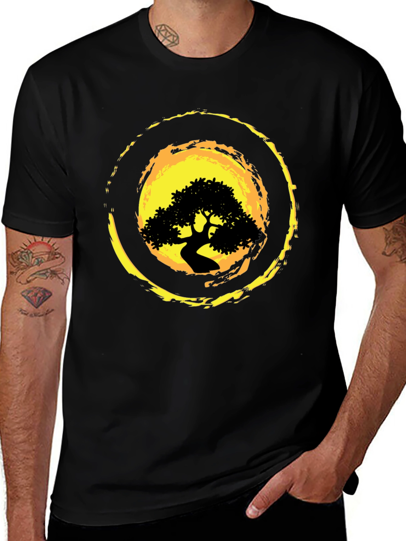 Bonsai Tree Graphic Black T-Shirt