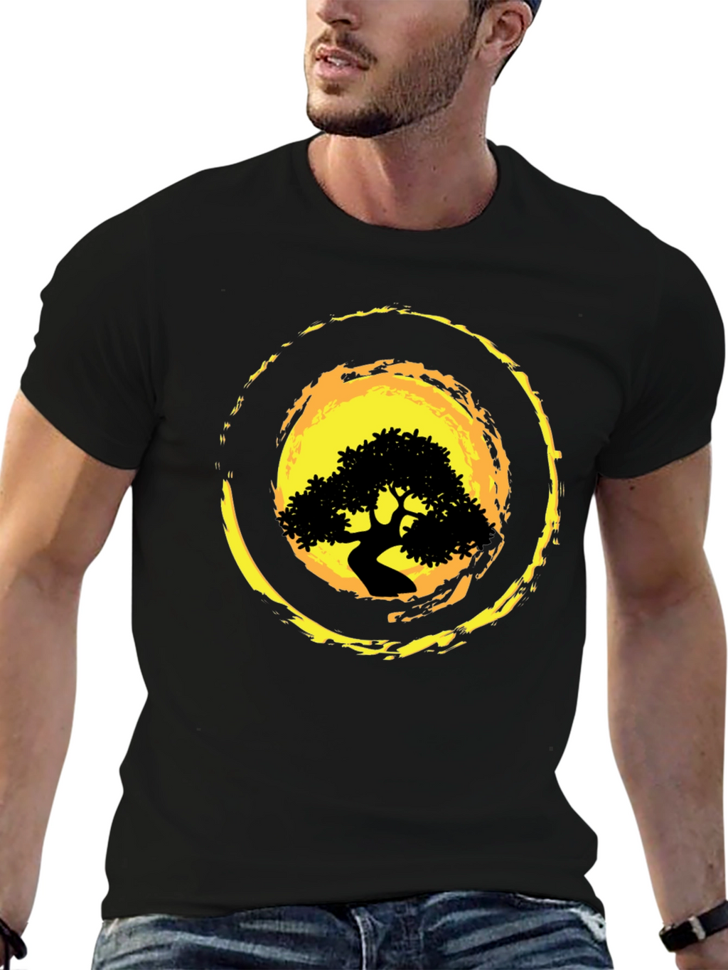 Bonsai Tree Graphic Black T-Shirt