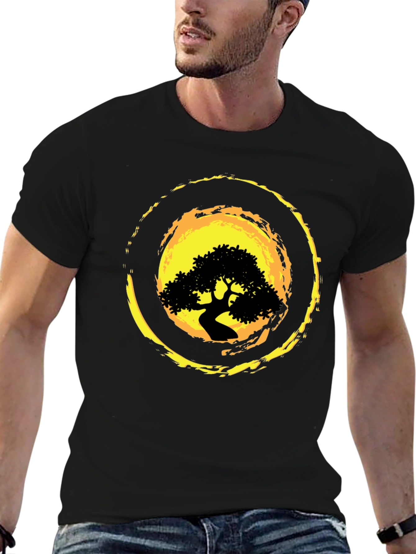 Bonsai Tree Graphic Black T-Shirt