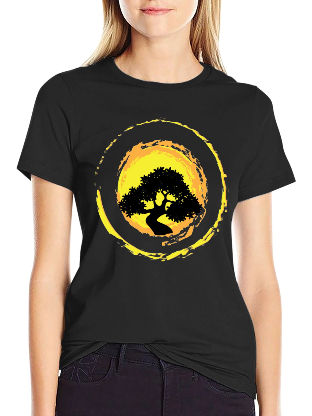 Bonsai Tree Graphic Black T-Shirt