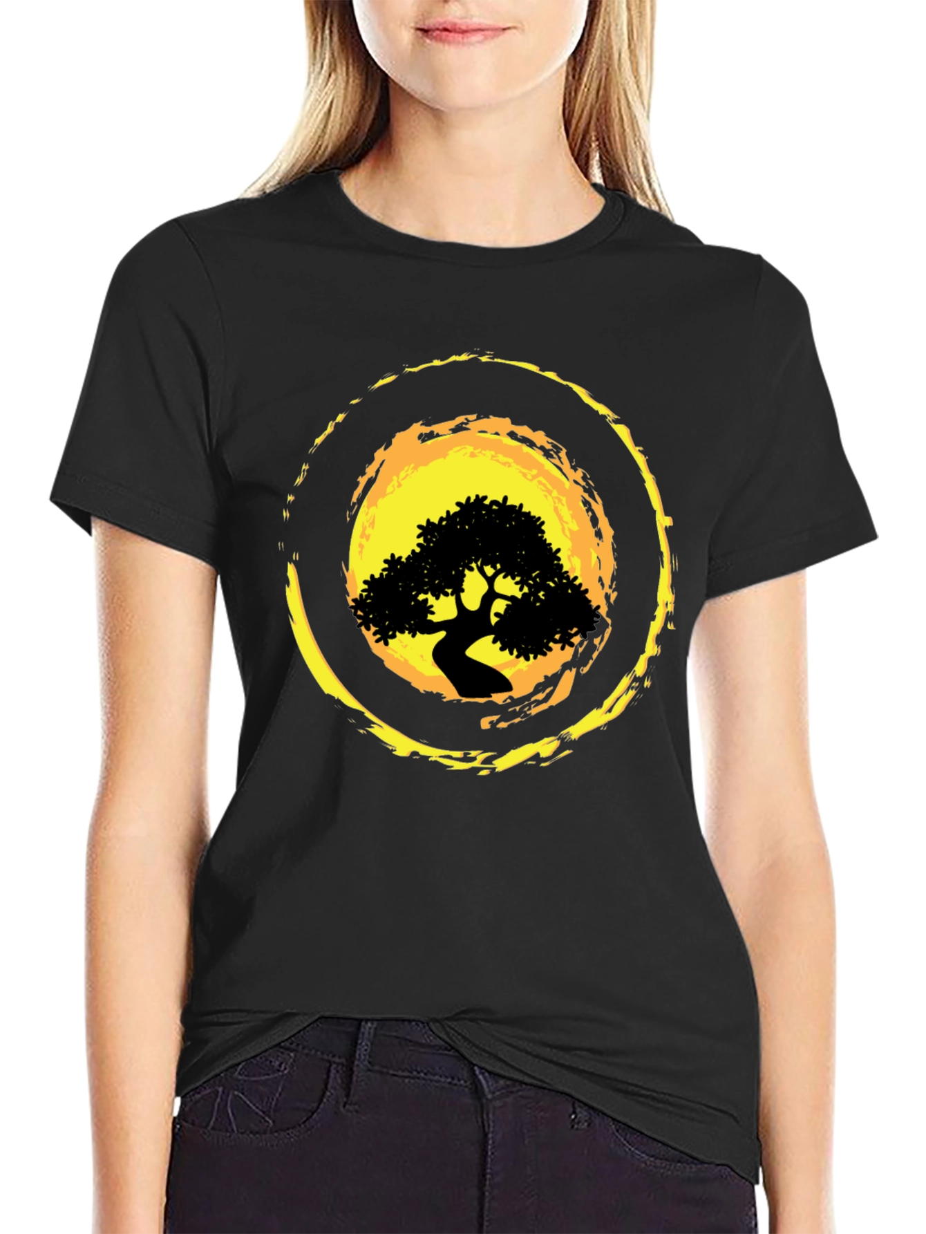 Bonsai Tree Graphic Black T-Shirt