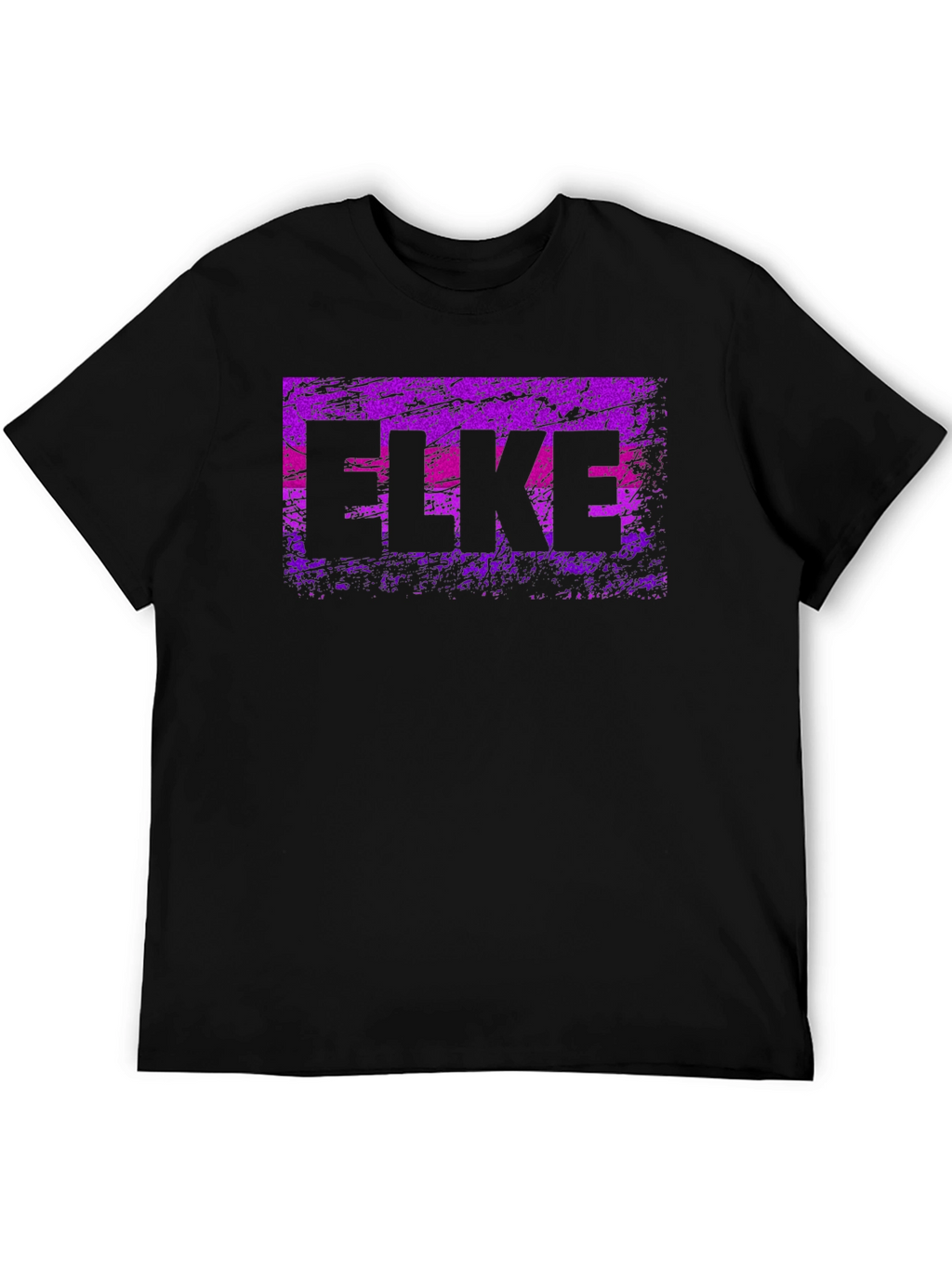 ELKE Purple Grunge Graphic Black T-Shirt