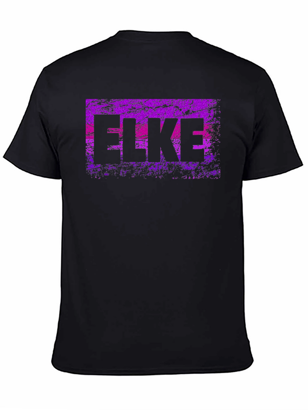 ELKE Purple Grunge Graphic Black T-Shirt