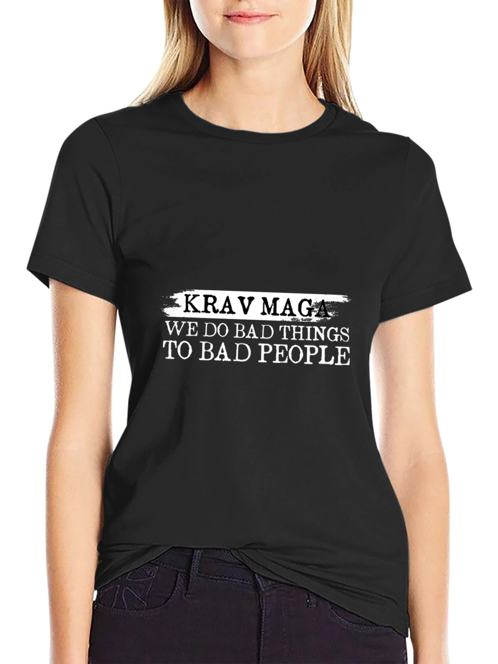 Krav Maga We Do Bad Things Black T-Shirt