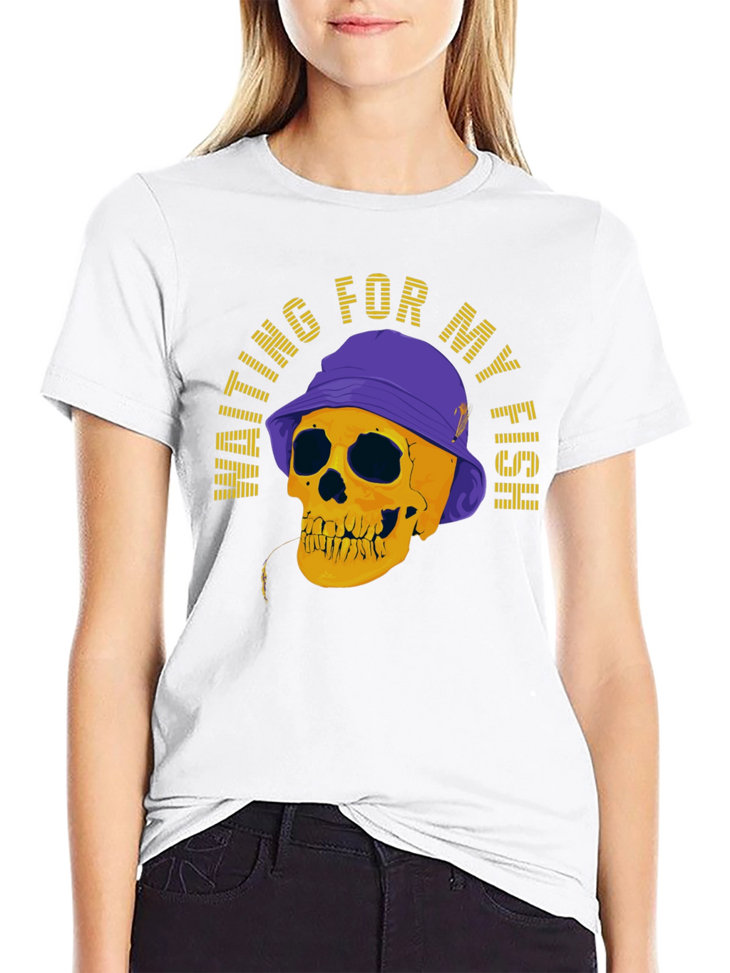 Waiting For My Fish Skull Graphic T-Shirt
