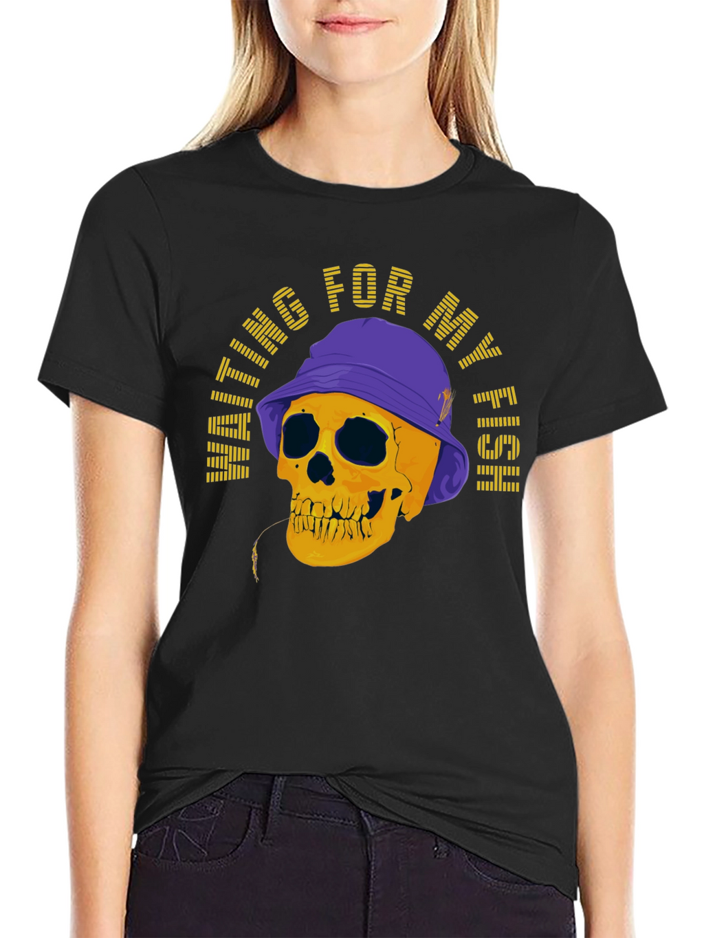 Waiting For My Fish Skull Graphic T-Shirt