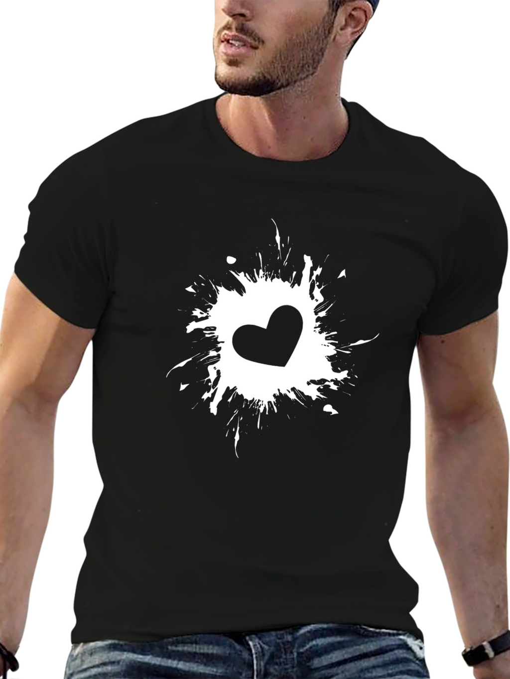 Heart Splash Black T-Shirt