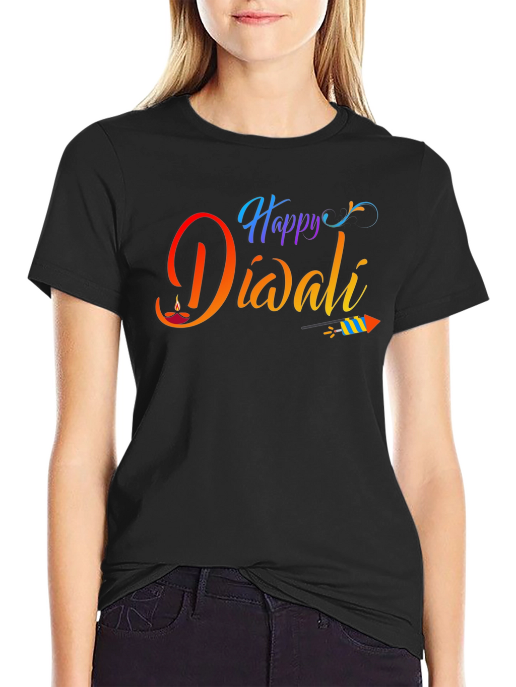 Happy Diwali Black Graphic Tee