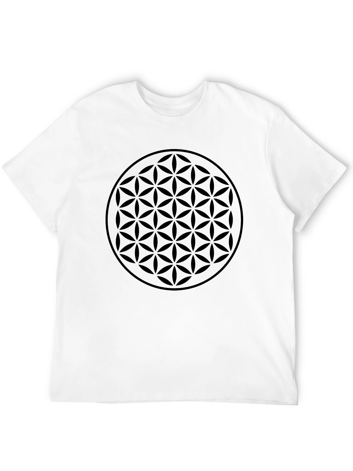 Mens Black Flower of Life Graphic T-Shirt