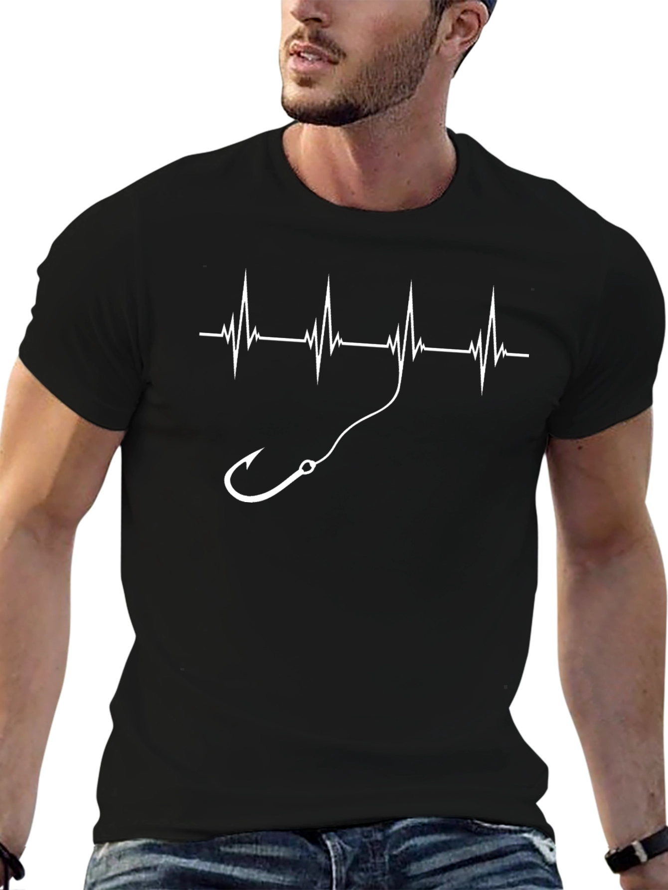 Fishing Heartbeat Graphic T-Shirt