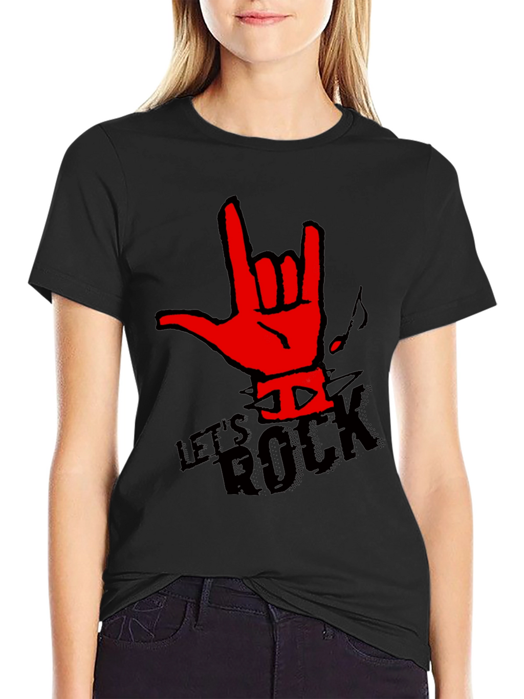 Lets Rock Graphic T-Shirt - Rock On Hand Sign