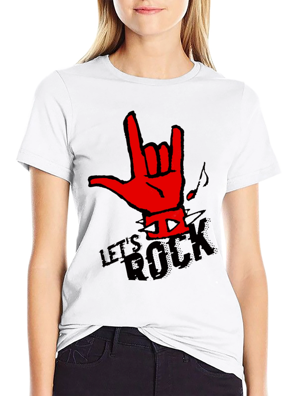 Lets Rock Graphic T-Shirt - Rock On Hand Sign