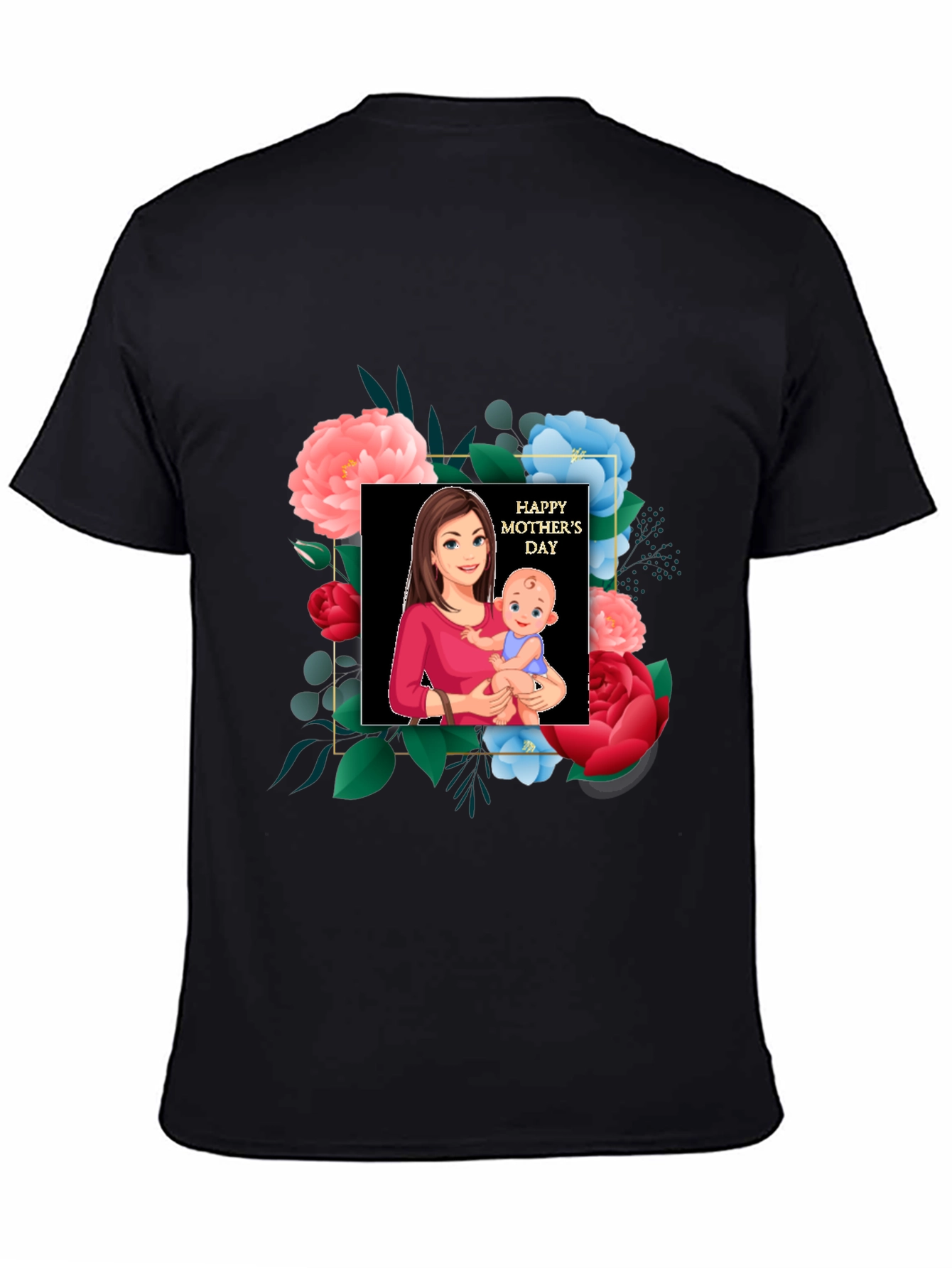 Mothers Day Graphic Tee - Mom & Baby Floral Design