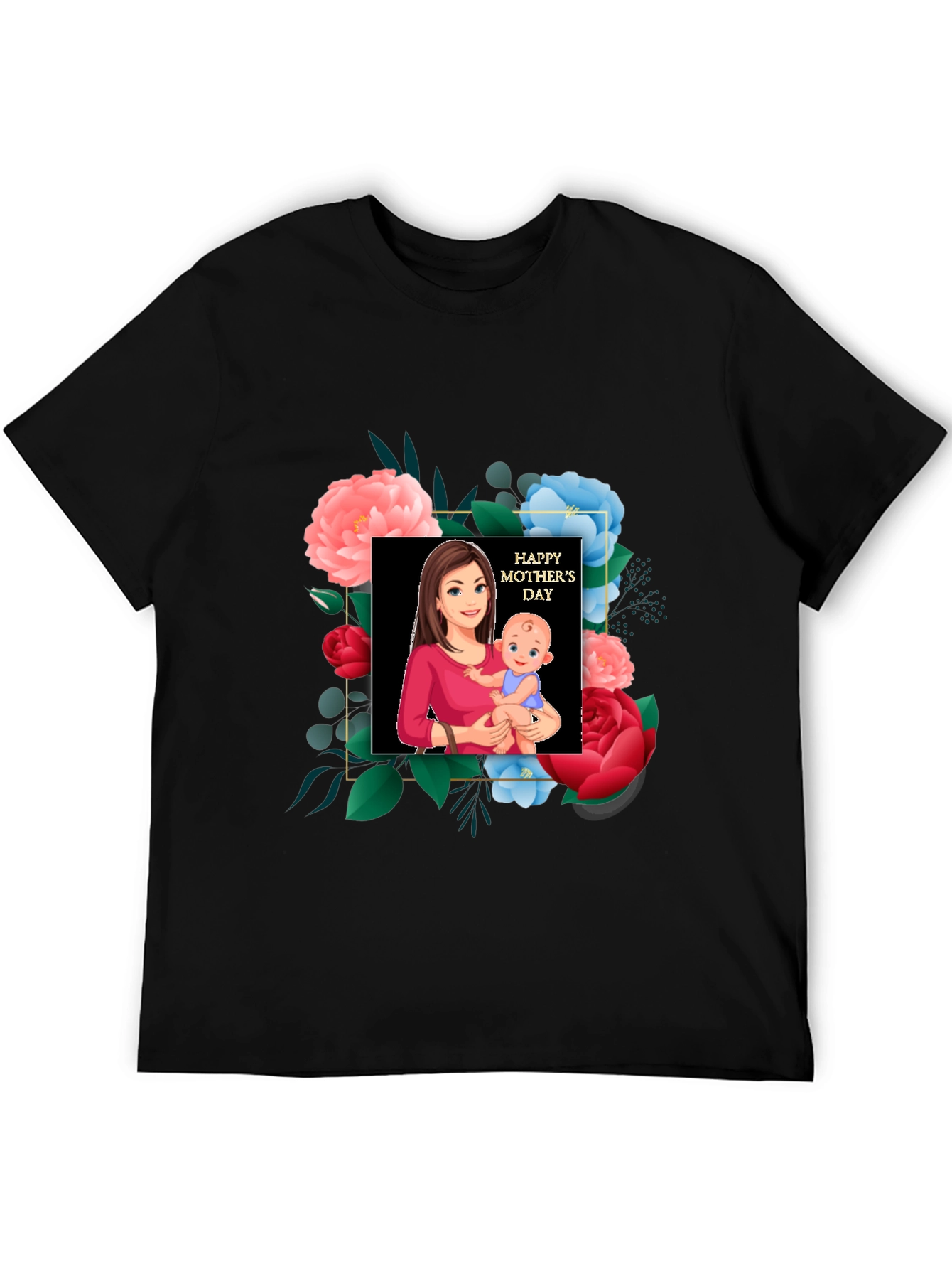 Mothers Day Graphic Tee - Mom & Baby Floral Design