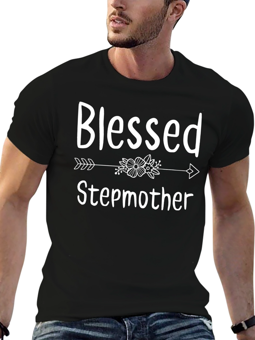 Blessed Stepmother T-Shirt - Floral Arrow Design