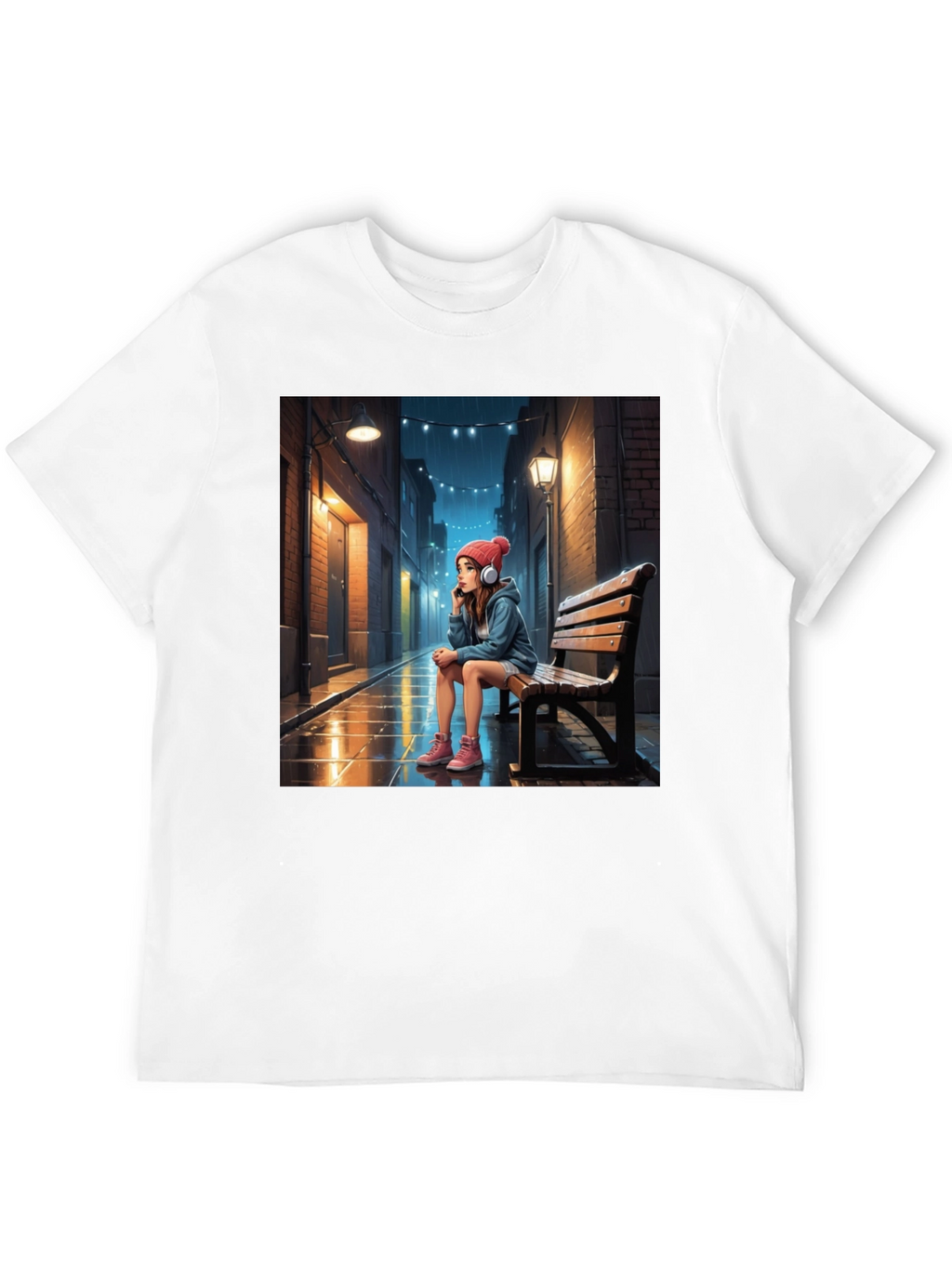 Artistic Girl on Bench Graphic Tee