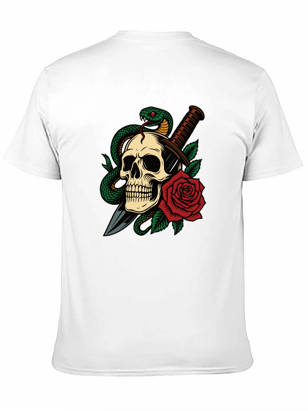 Skull Snake & Rose Graphic T-Shirt