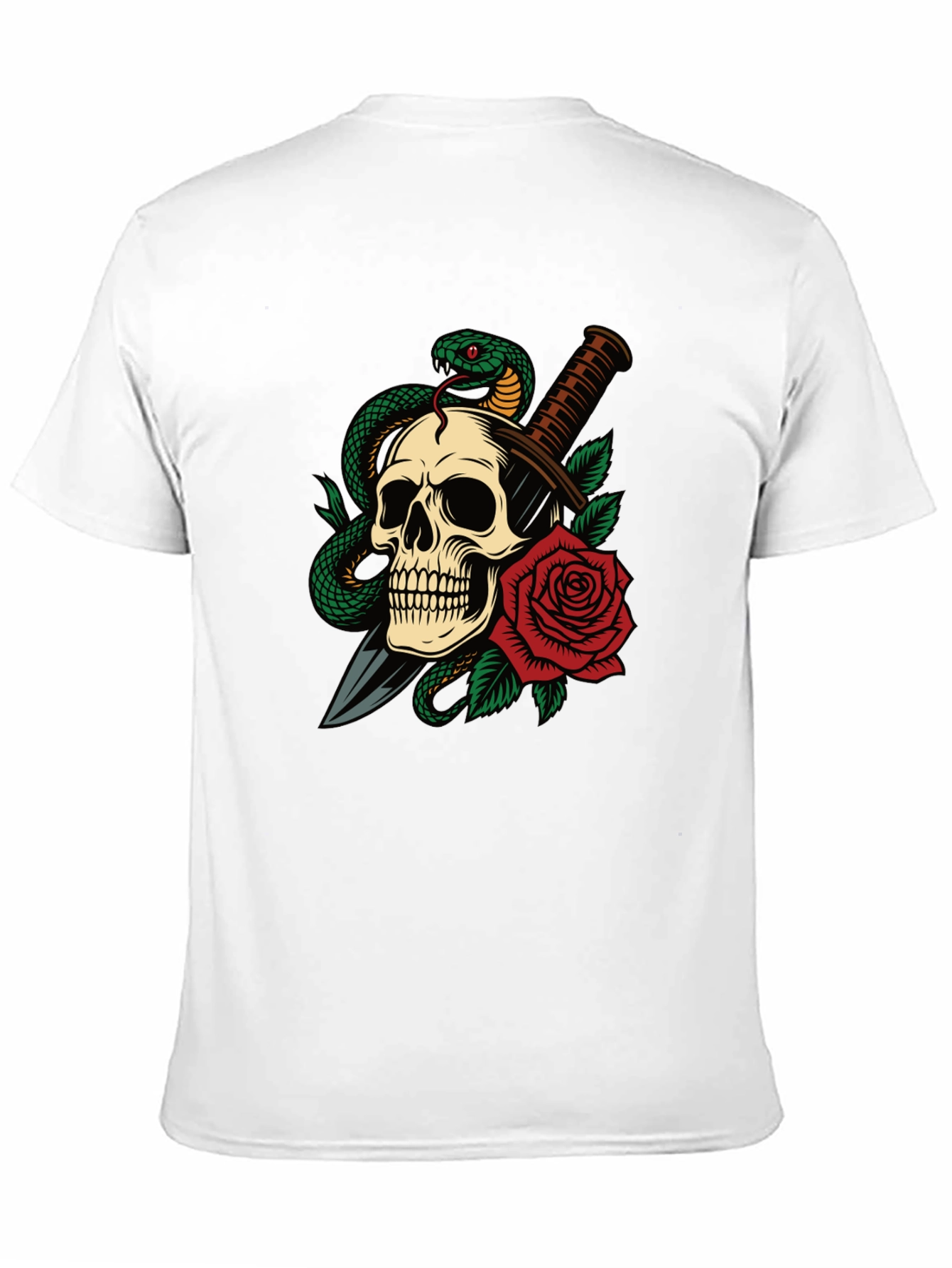 Skull Snake & Rose Graphic T-Shirt