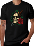 Skull Snake & Rose Graphic T-Shirt
