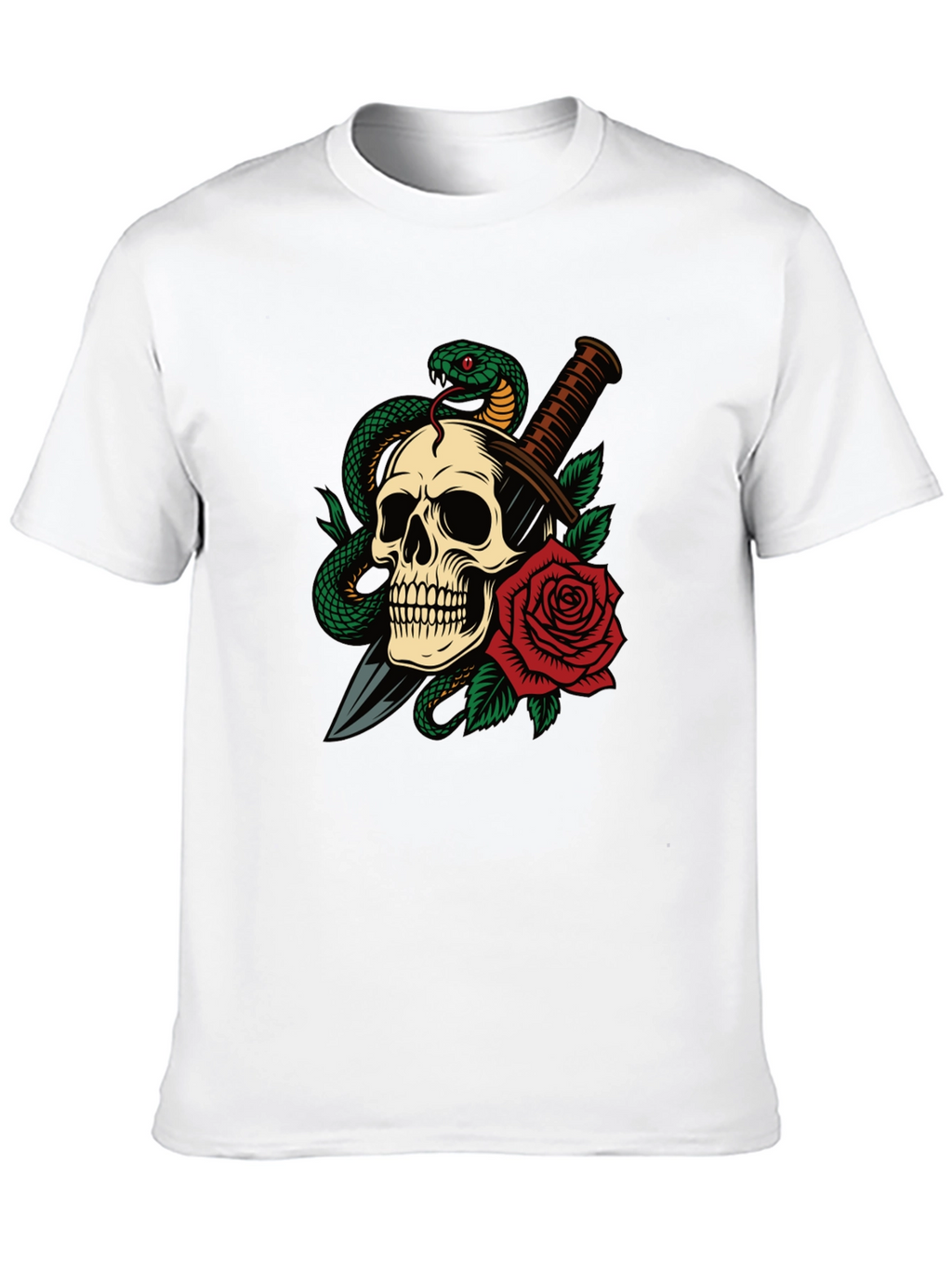 Skull Snake & Rose Graphic T-Shirt