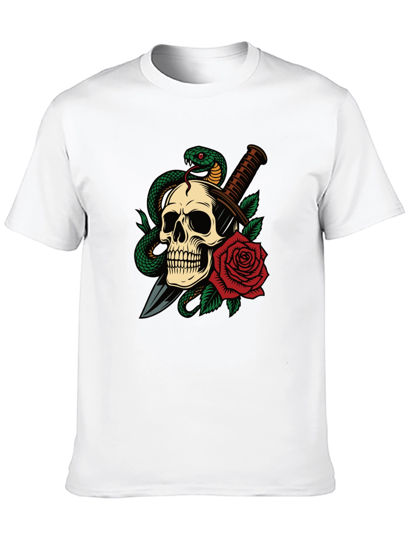 Skull Snake & Rose Graphic T-Shirt