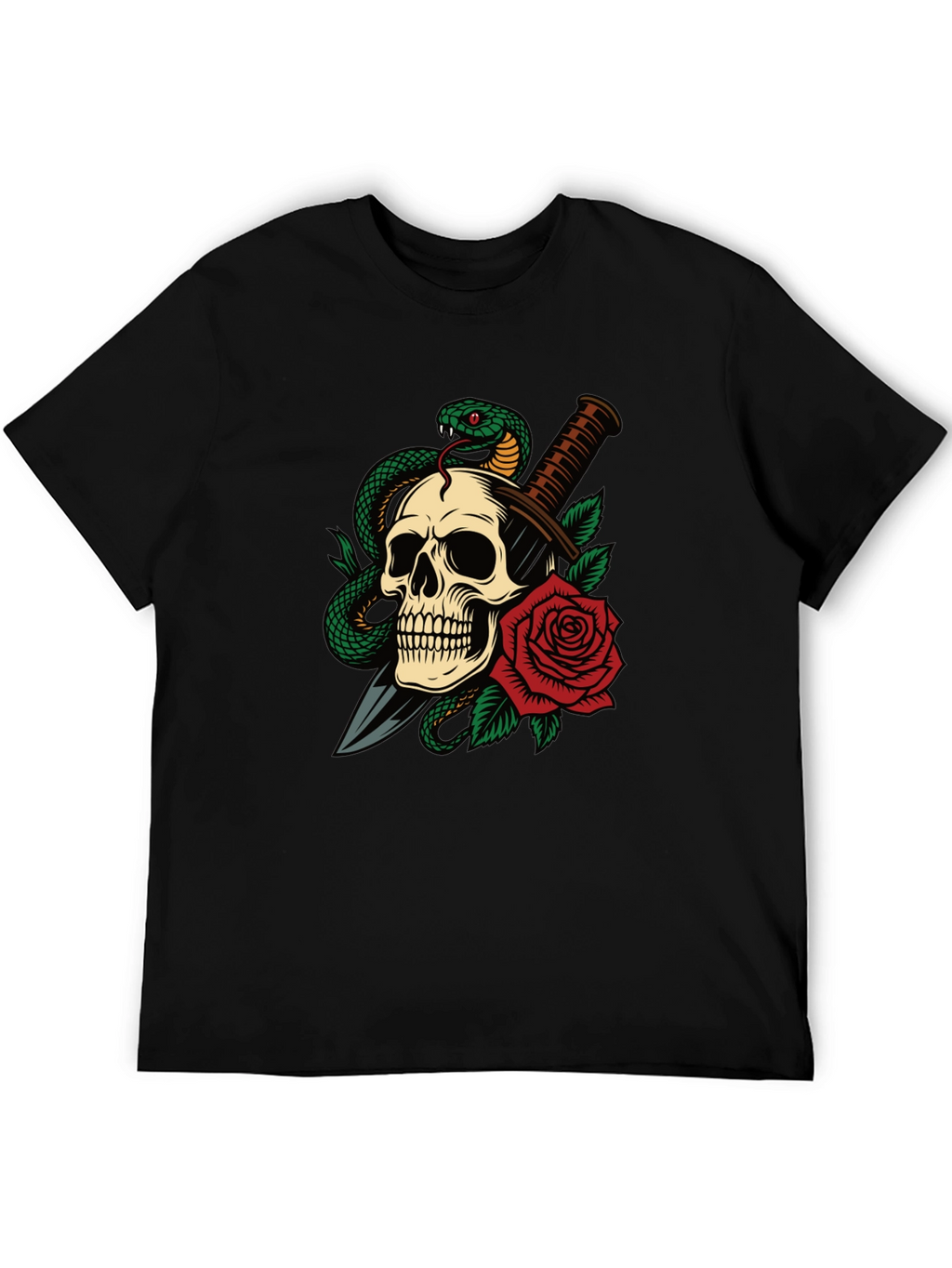 Skull Snake & Rose Graphic T-Shirt